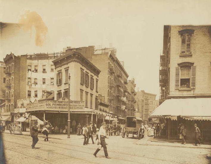 A Man Walks Down The Streets Of Five Points, New York'S Most Dangerous Slum, 1890.
