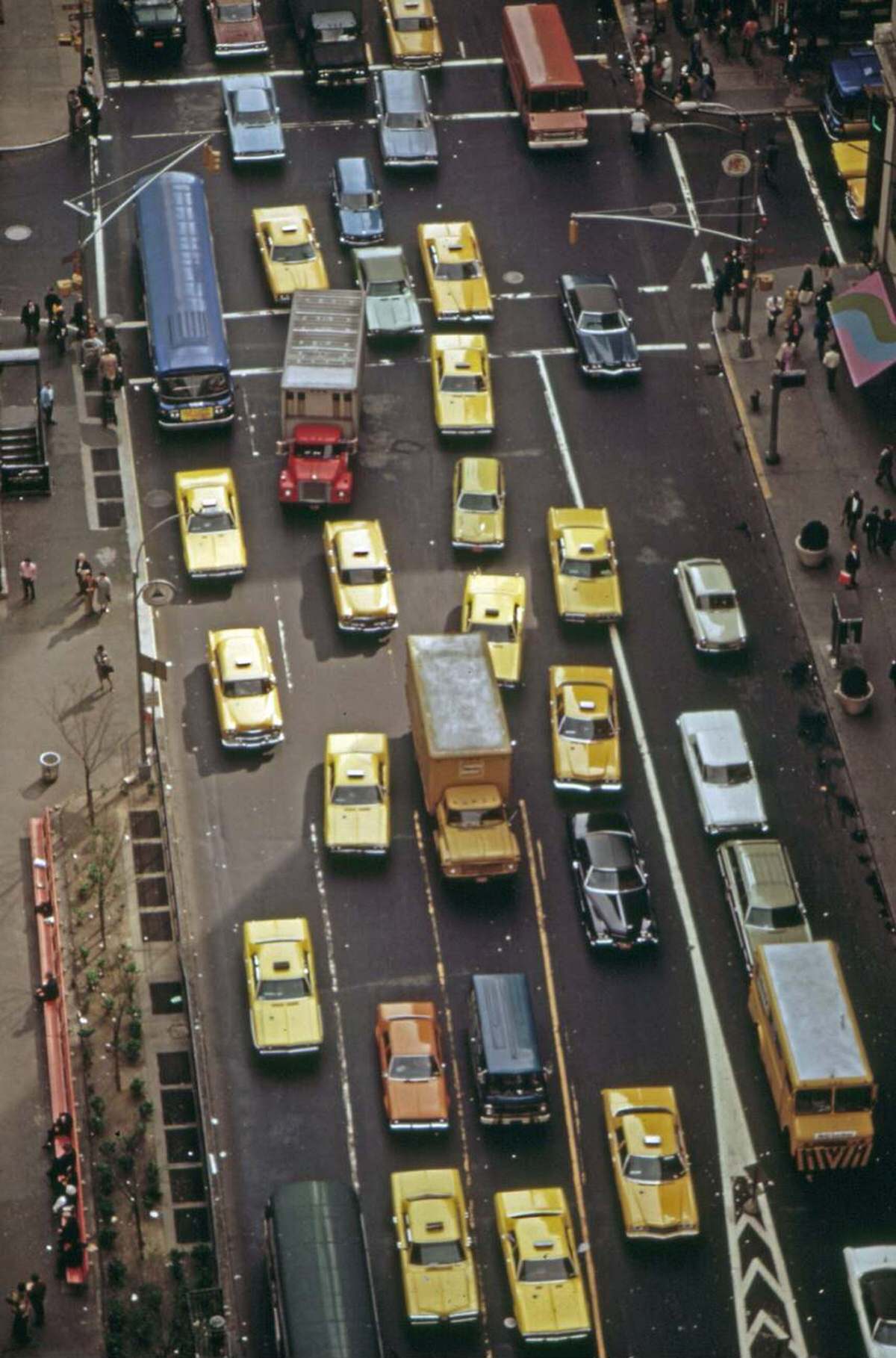 Traffic In The Herald Square Area Near The Intersection Of 34Th Street And Broadway, Midtown Manhattan, 1973.