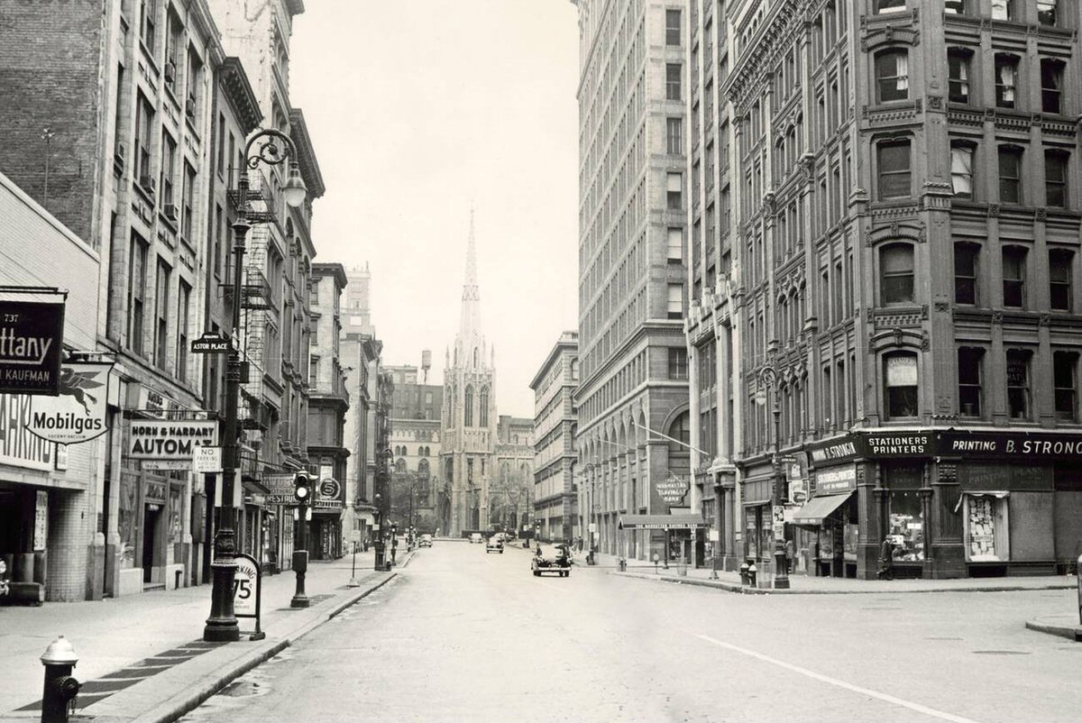 Broadway And Astor Place Looking North, New York, 1952.