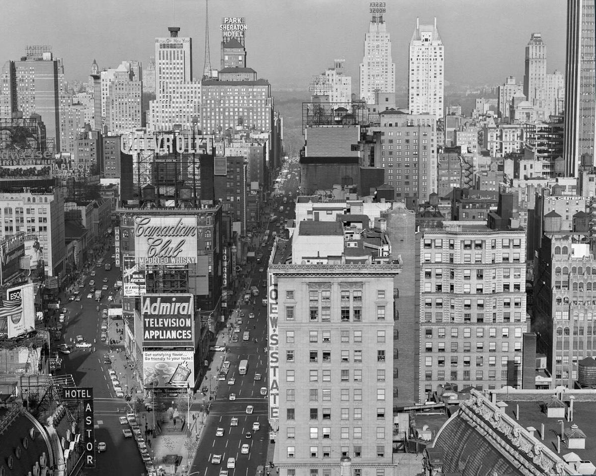 Times Square Looking North From The Roof Of The Hotel Claridge, New York, 1953.