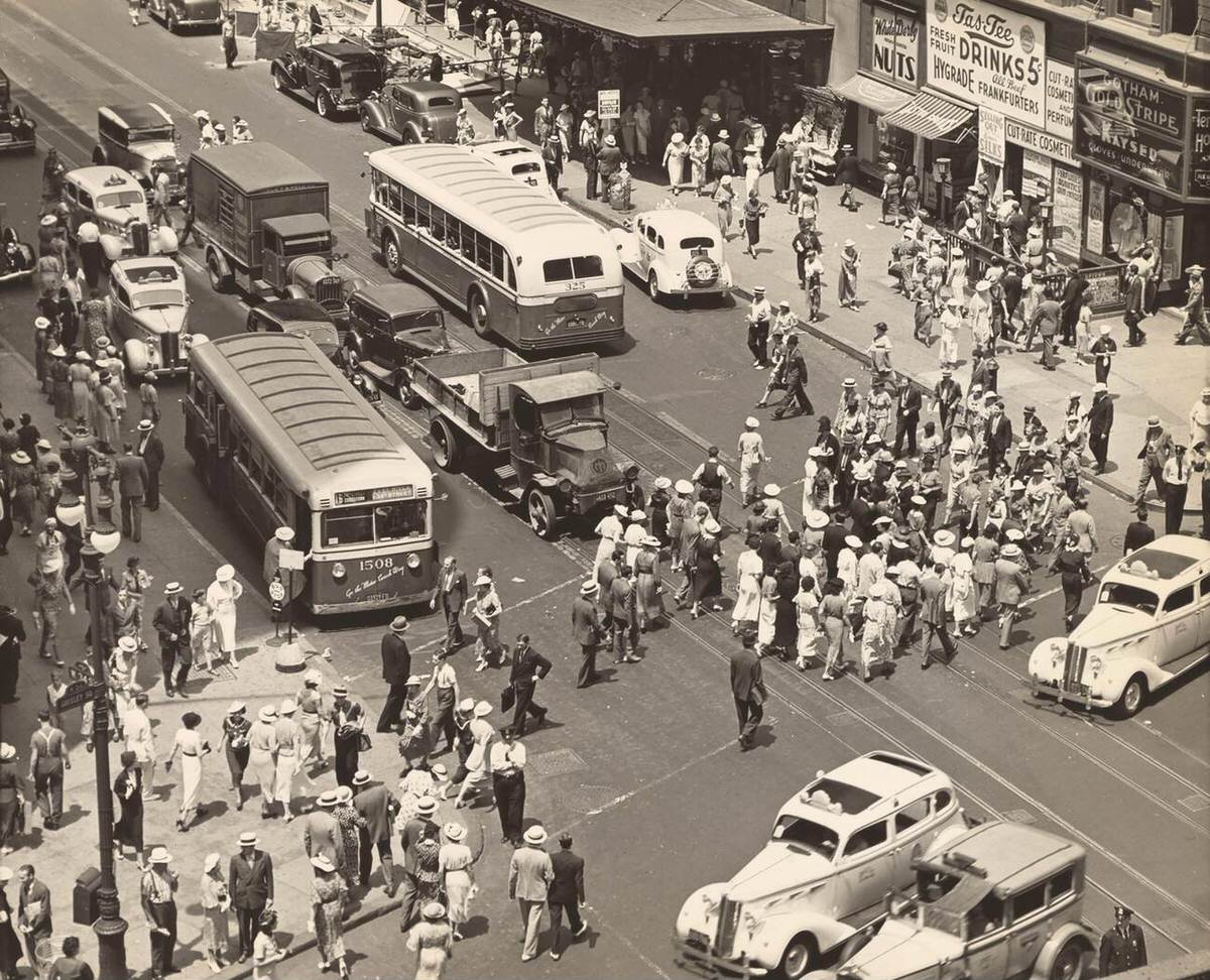 High Angle View Of Herald Square At 34Th Street And Broadway, New York, 1936.