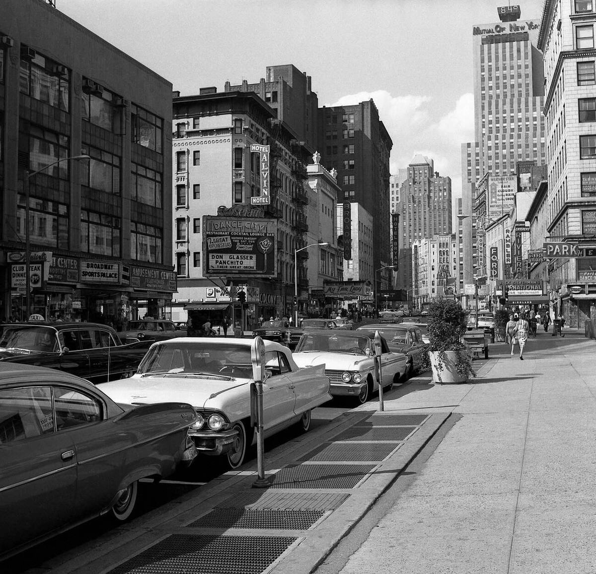 Parked Cars On Broadway, New York, 1962.