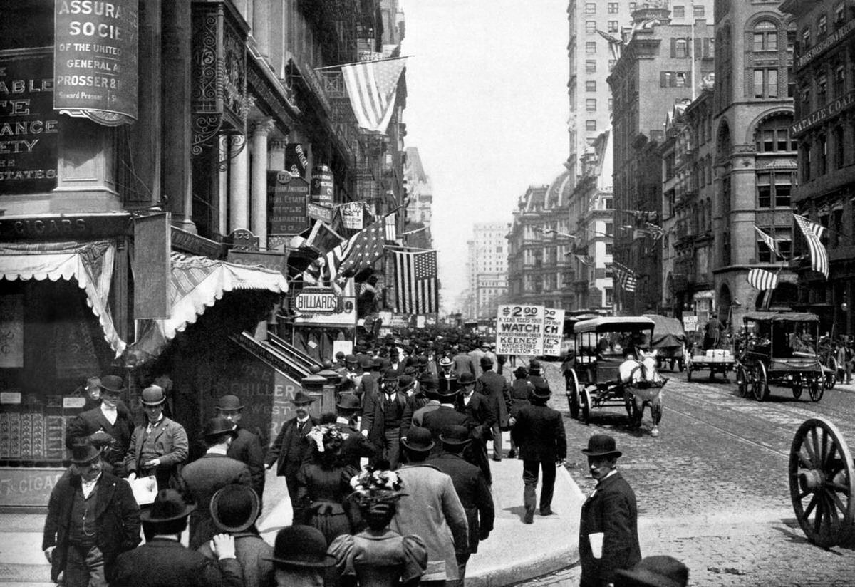 Broadway North Of Cedar Street, New York, 1899.