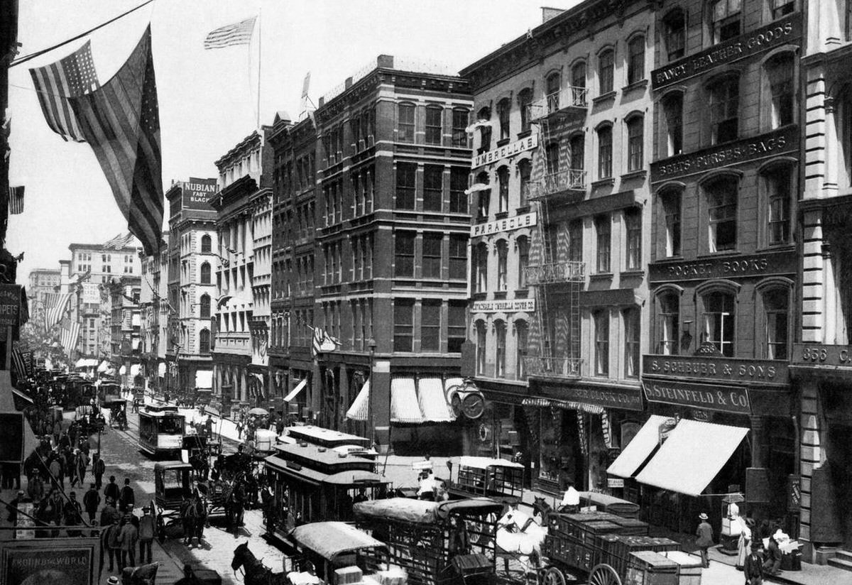 Broadway Looking North From Franklin Street, New York, 1899.