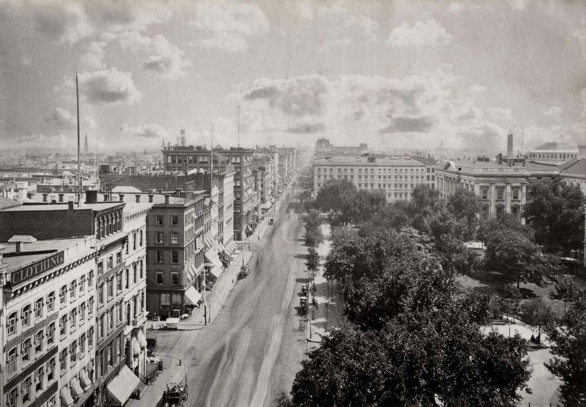 Broadway, Manhattan, Viewed From The Post Office, 1900.