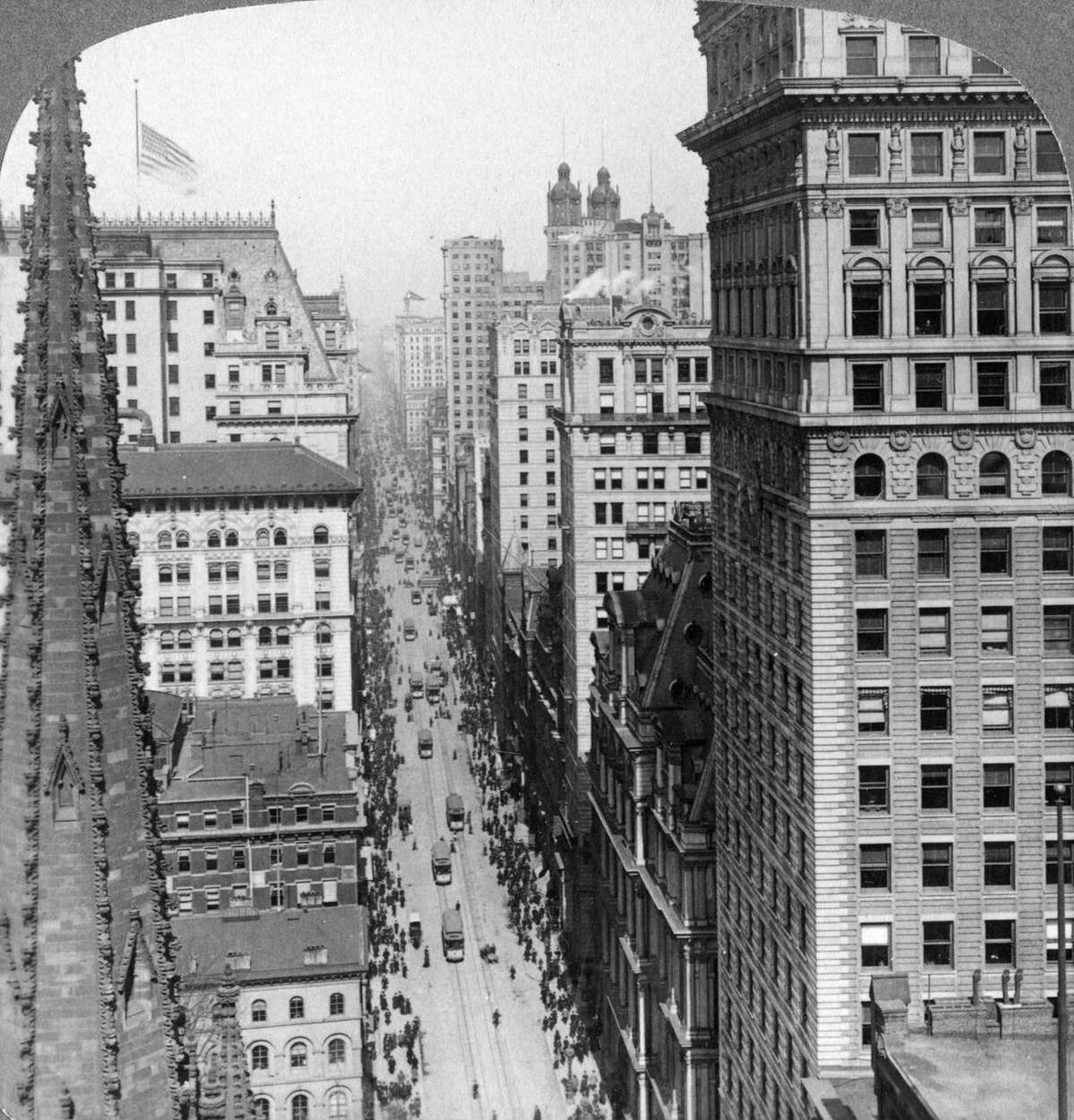 View From The Empire Building Past Trinity Church Up Broadway, 1902.
