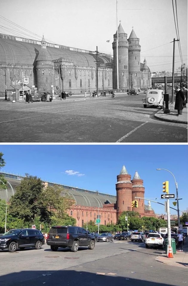 Kingsbridge Armory. The Bronx, 1938 Vs 2021