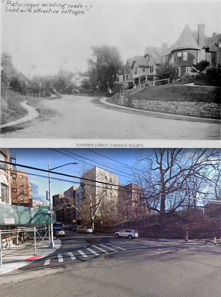 Hampden Street In Fordham Heights Bronx, New York (1898 Vs. 2022) Hampden Is Now West 183Rd Street. View Is Looking East From Sedgwick Avenue Towards Loring Place Along 183Rd.