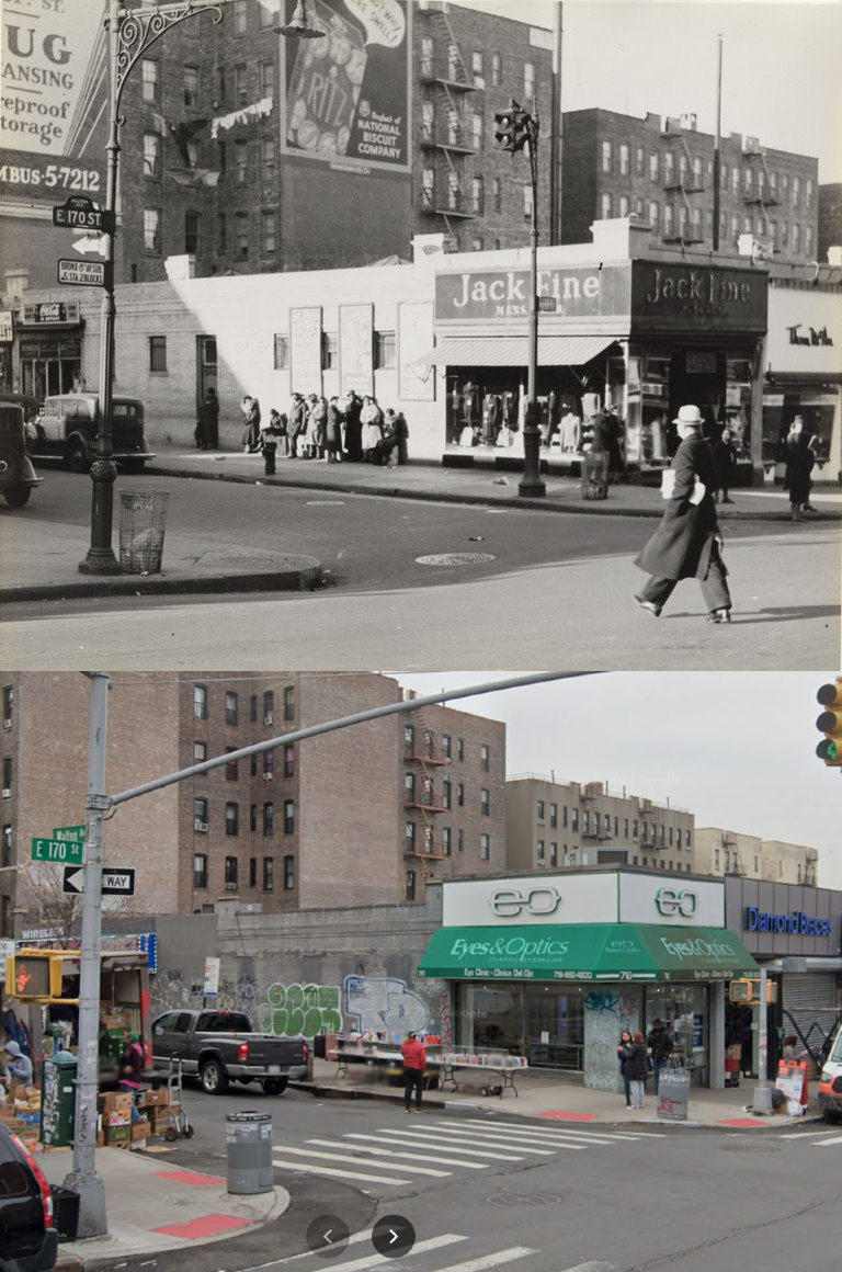 East 170Th Street And Walton Avenue In The Bronx (1937 Vs. 2021)