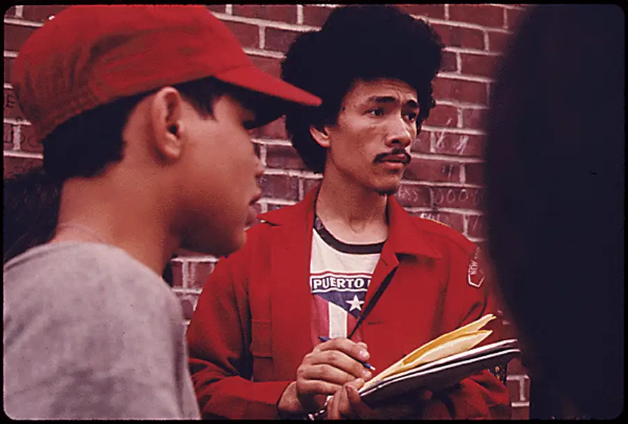 Boy Scout Leader Recruiting Among Latino Youths In The Bed-Stuy District.