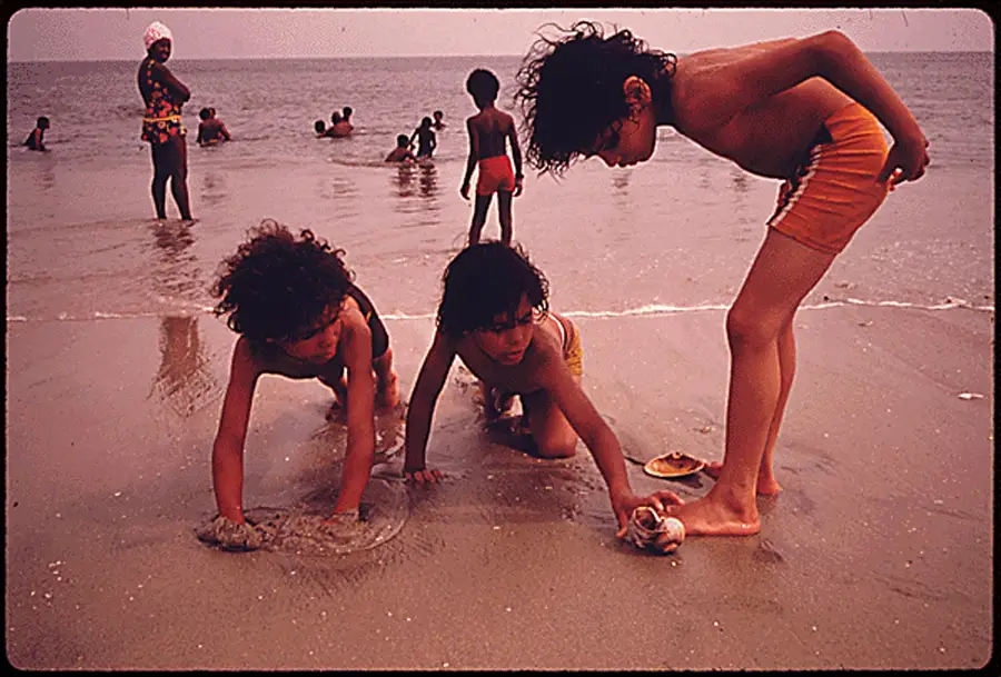 Children At Riis Park, A Public Beach In Brooklyn.