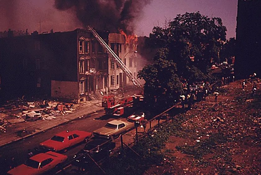 Fire Set By The Brooklyn Polytechnic Institute To Test Wires And Insulation In Nyc.