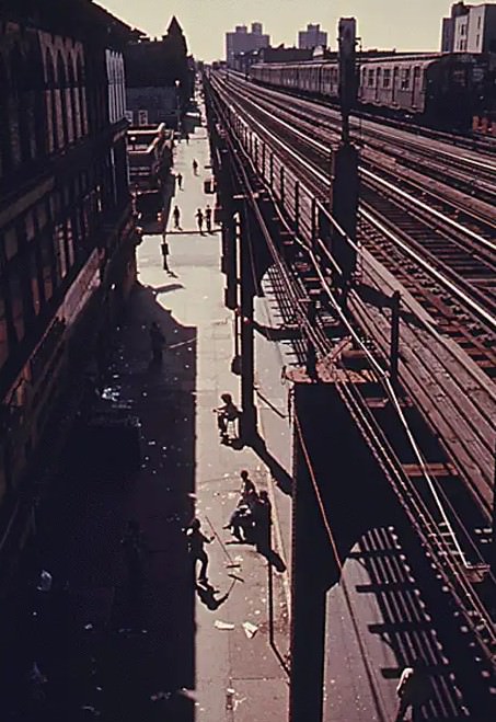 Bushwick Ave. Seen From An Elevated Train Platform.