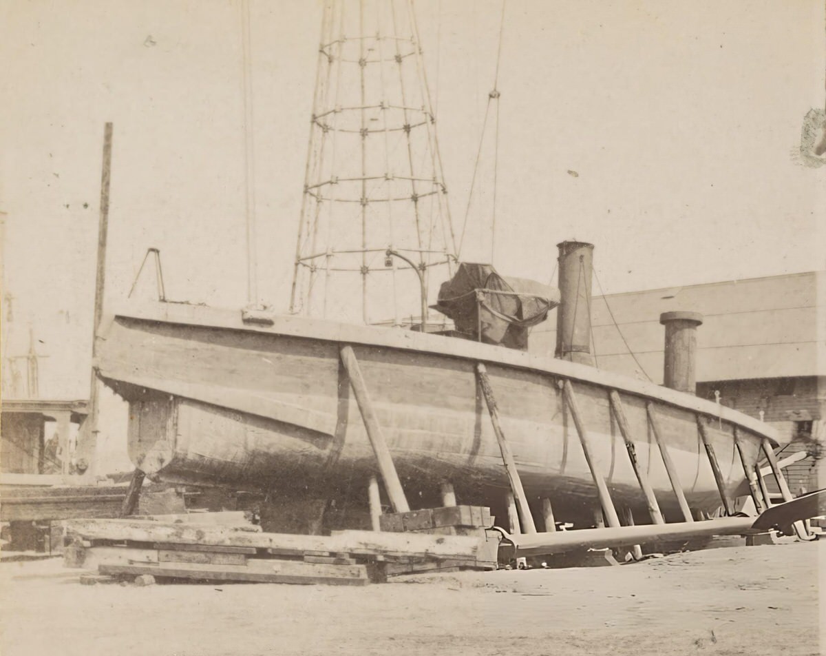 Torpedo Boat Uss Spuyten Duyvil Undergoing Repairs At The Brooklyn Navy Yard, 1870.