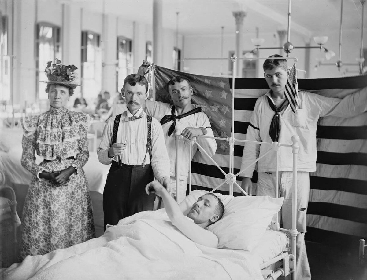 Doctor Taking A Patient'S Pulse At The Brooklyn Navy Yard Hospital, 1900.