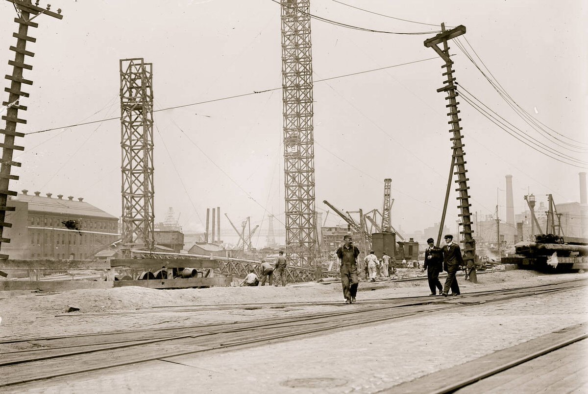Construction Of A New Dry Dock At The Brooklyn Navy Yard, 1912.