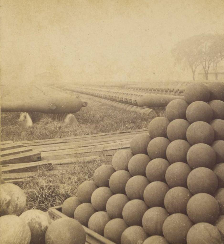 Ordnance And Shot At The Brooklyn Navy Yard, 1880.