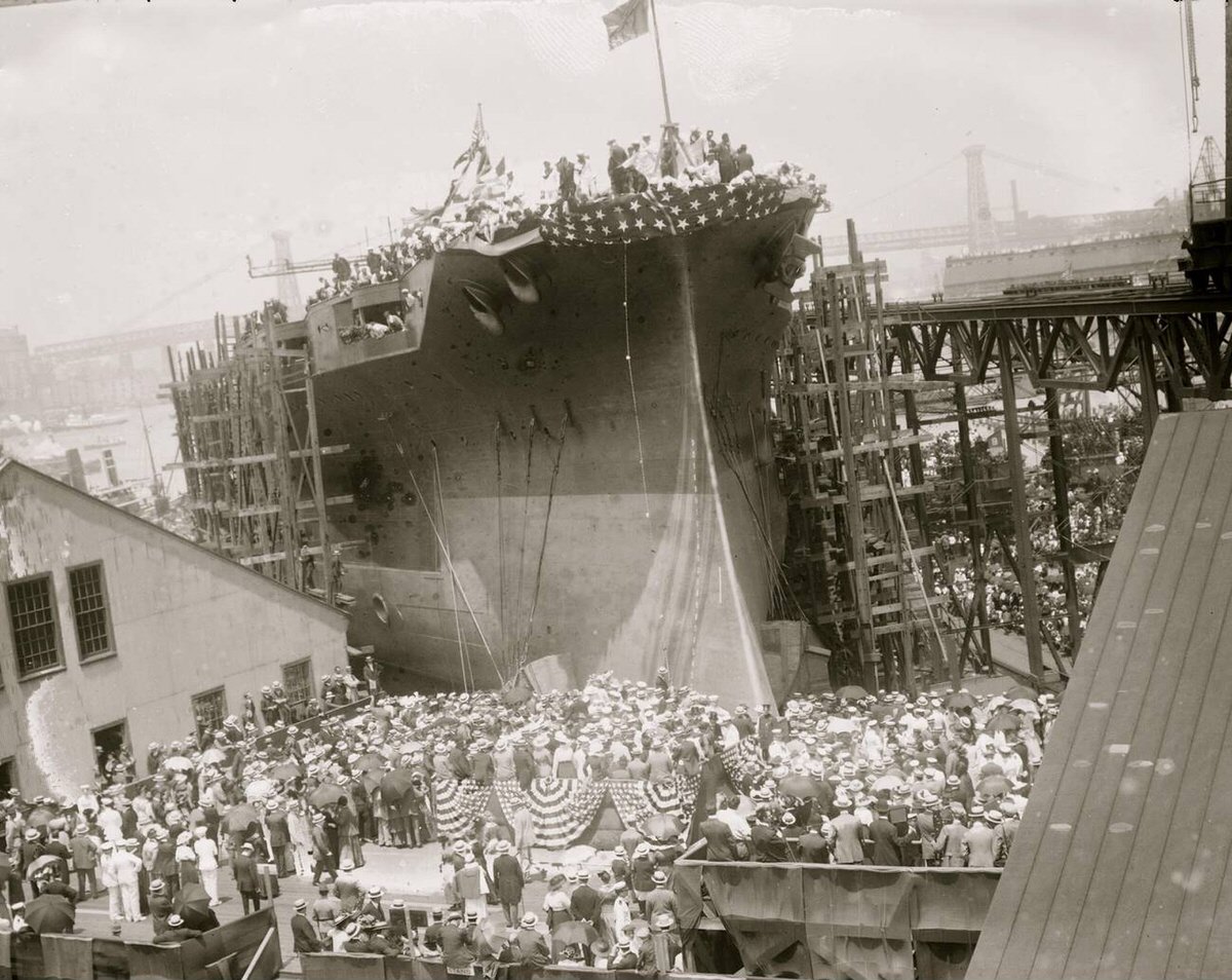 Launch Of The Battleship Uss Arizona At The Brooklyn Navy Yard, 1915.