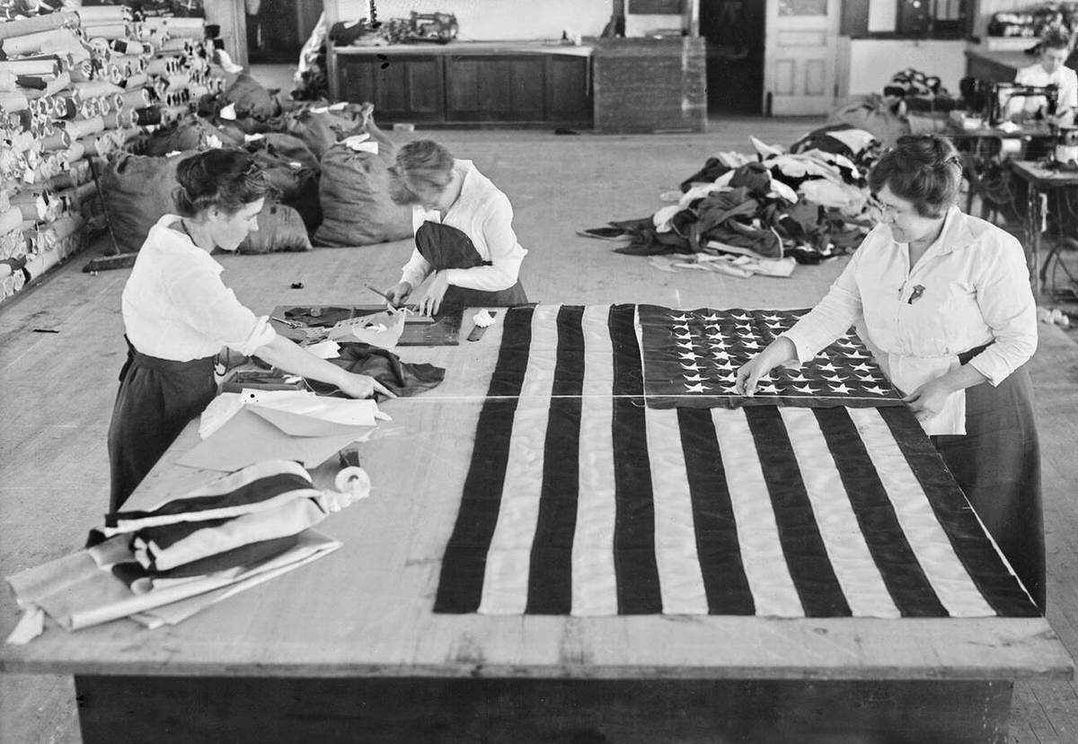 Women Sewing Flags At The Brooklyn Navy Yard, 1917.