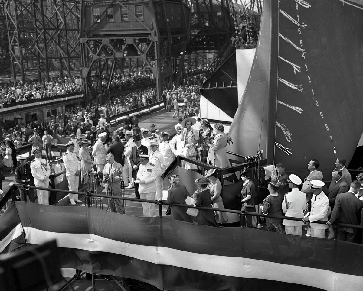 Launch Of The Battleship Uss North Carolina At The Brooklyn Navy Yard, 1940.