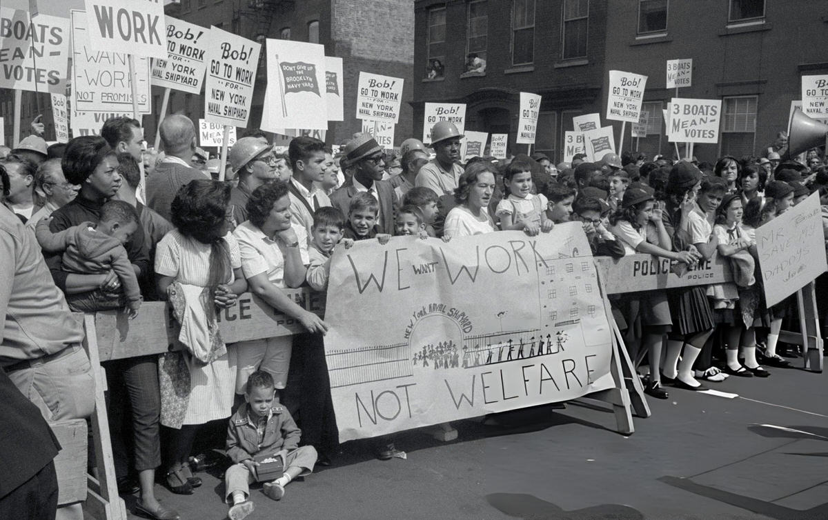 Robert F. Kennedy Campaigning At The New York Naval Shipyard, Brooklyn, 1964.
