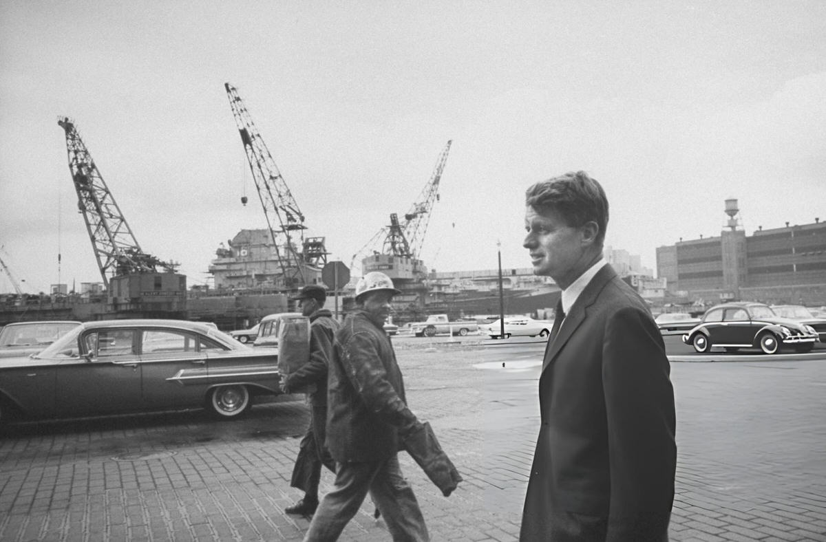 Robert F. Kennedy Visiting The Brooklyn Navy Yard After The Closure Announcement, 1964.