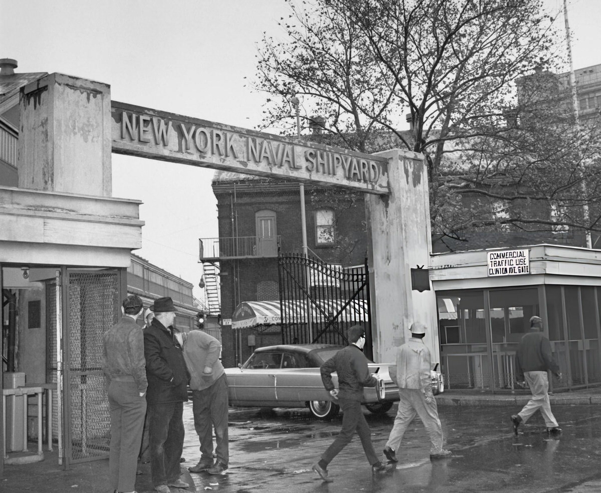 Main Entrance Of The Brooklyn Navy Yard On The Day Its Closure Was Announced, 1964.
