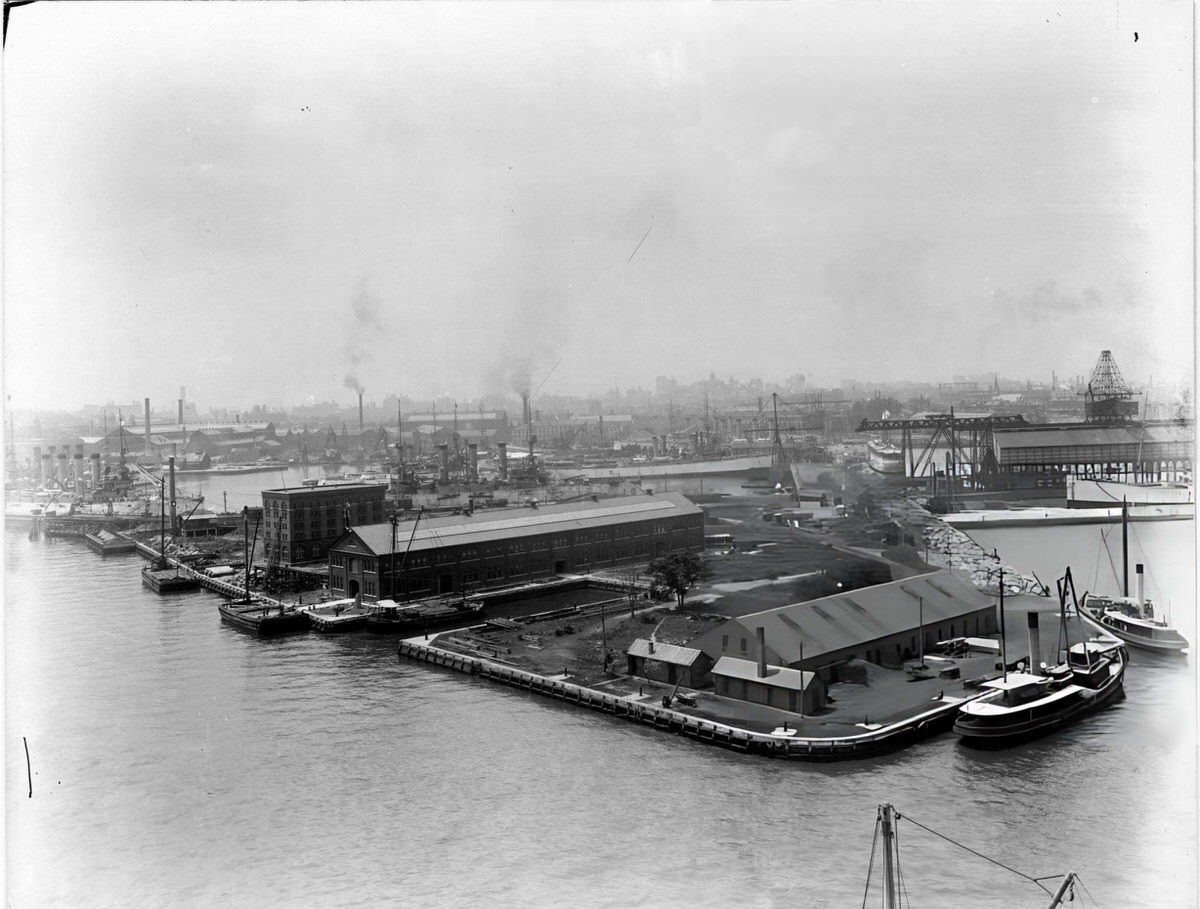 High-Angle View Of The Brooklyn Navy Yard, 1895.