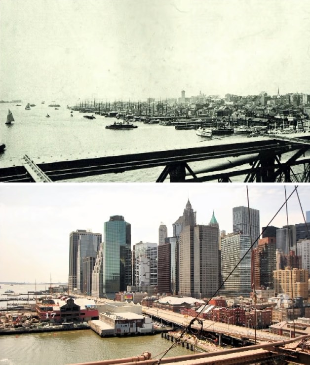 Skyline Of Lower Manhattan From The Brooklyn Bridge, 1886–2014.