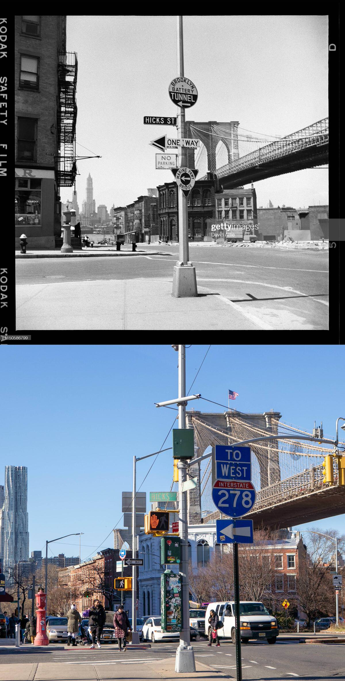 Hicks Street And Old Fulton Street In Brooklyn Heights With A View Of The Brooklyn Bridge, 1958–2021.