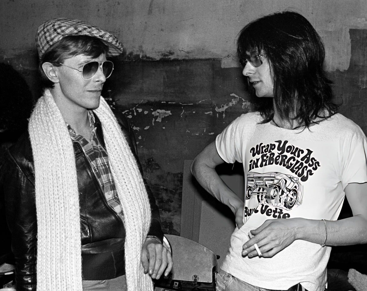 David Bowie And Lenny Kaye At Cbgb, New York, 1975.