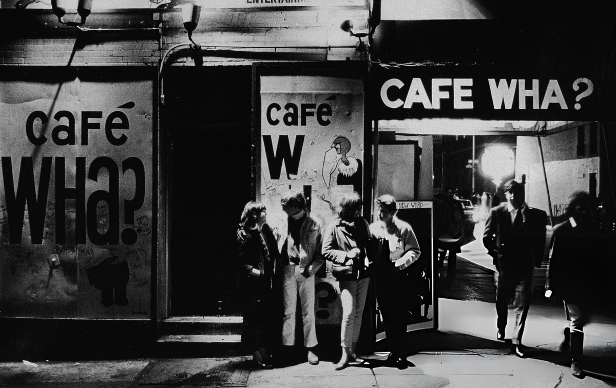 Group Of People Standing Outside Cafe Wha? At 113 Macdougal Street, Greenwich Village, 1966.