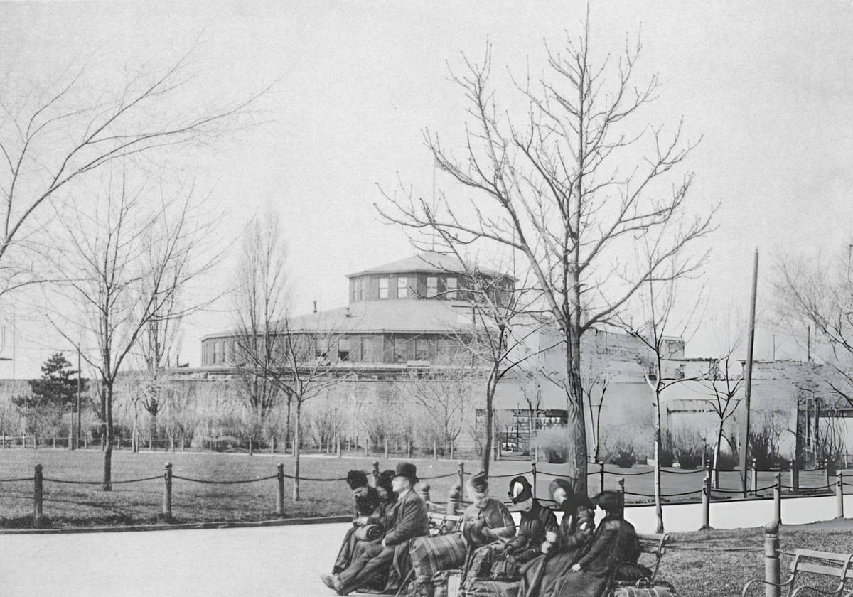 Immigrants With Luggage On Benches At Castle Garden, New York, 1880S.