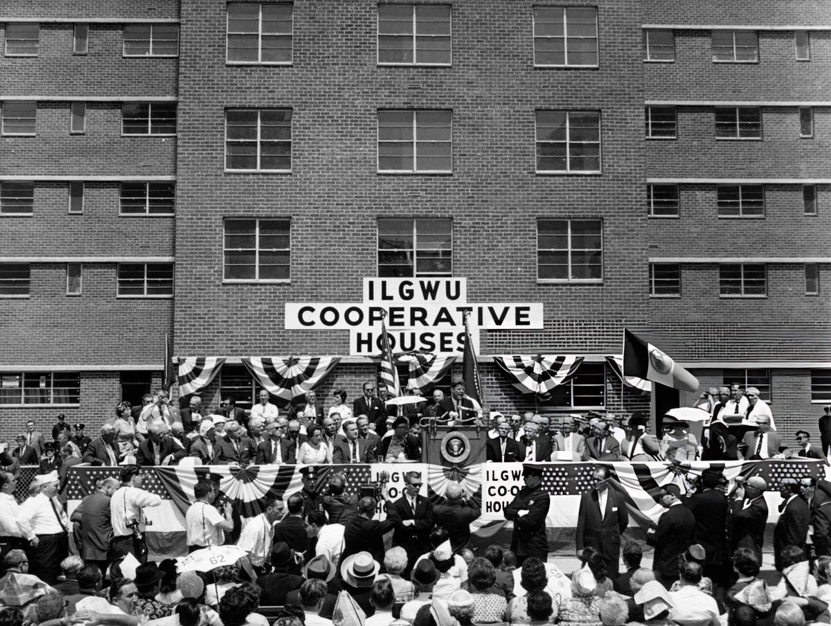 President John F. Kennedy And Eleanor Roosevelt At The Opening Of The Ilgwu Cooperative Housing Development In Chelsea, 1962.