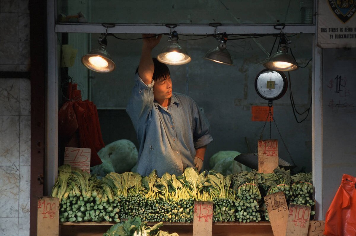 Chinese Greengrocer On Division Street, Chinatown, 1998.