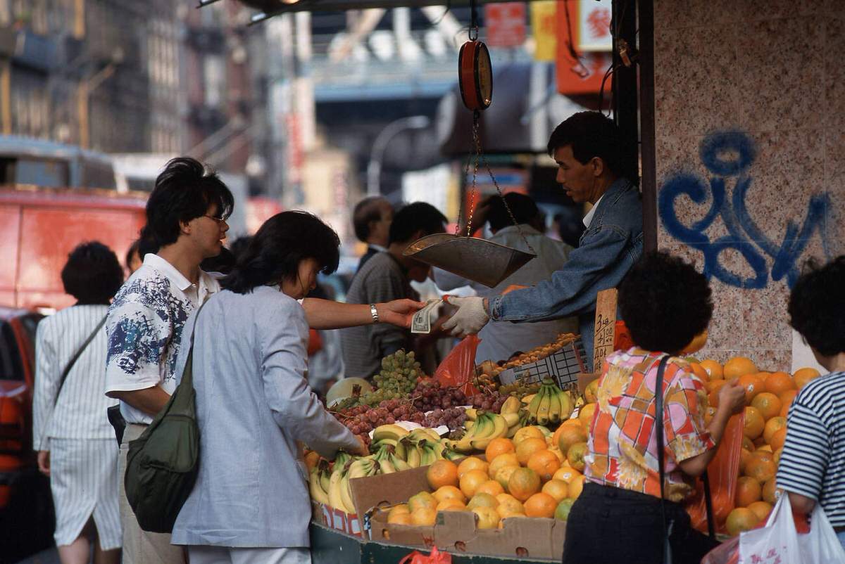Chinese Greengrocer On Division Street, Chinatown, 1998.