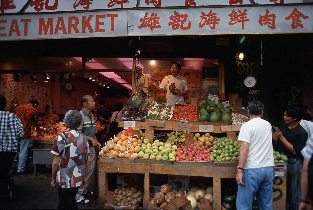 Chinese Greengrocer On Division Street, Chinatown, 1998.