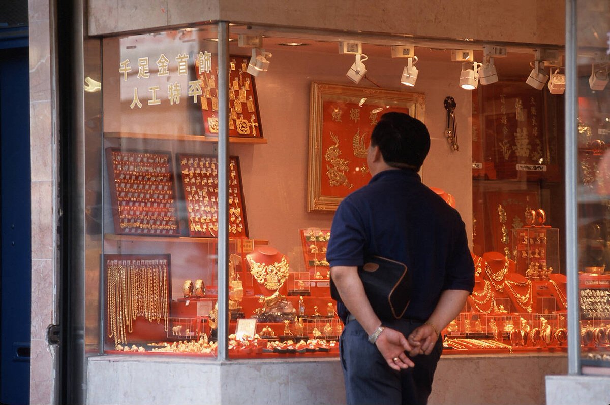Chinese Jeweler On Canal Street, Chinatown, 1998.