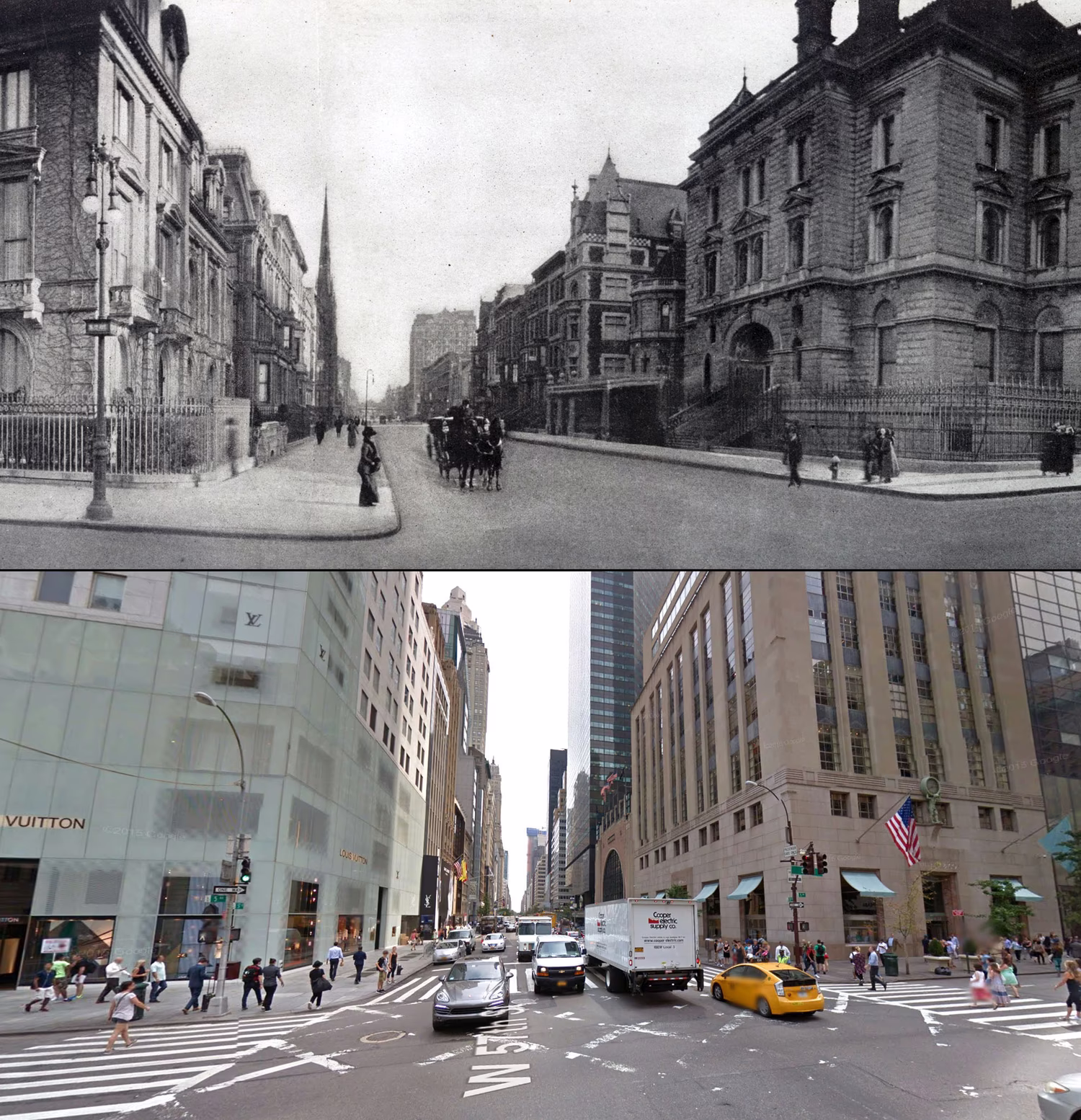Looking Down East 57Th Street, What Were Almost All Private Residences In 1911 Have Now Been Replaced With Large Commercial And Retail Buildings.