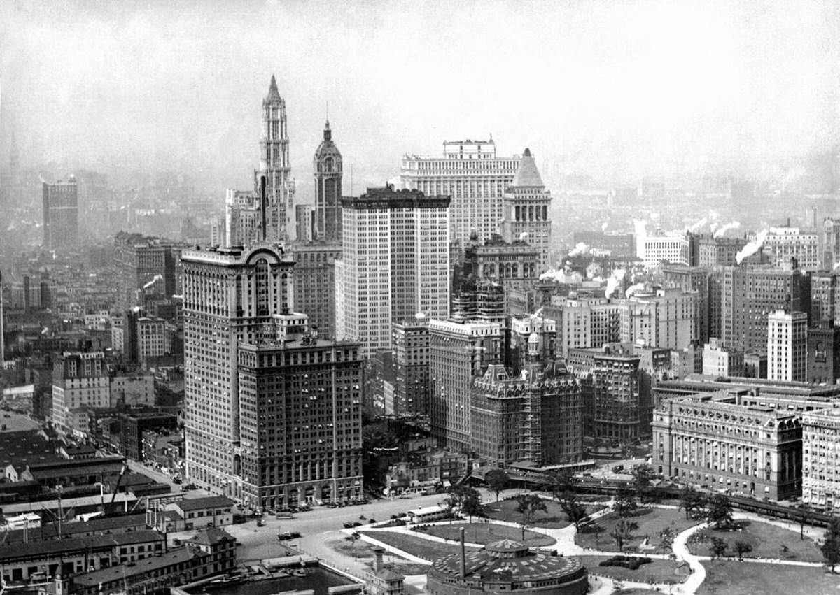 View North From Battery Park Toward The Financial District Featuring The Singer Building And Equitable Building, 1915.