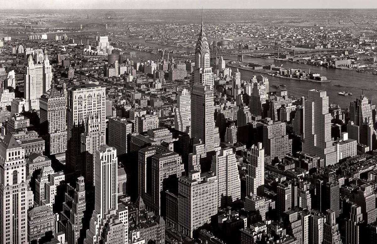 Aerial View Of The Chrysler Building And Midtown Manhattan Skyscrapers, 1932.
