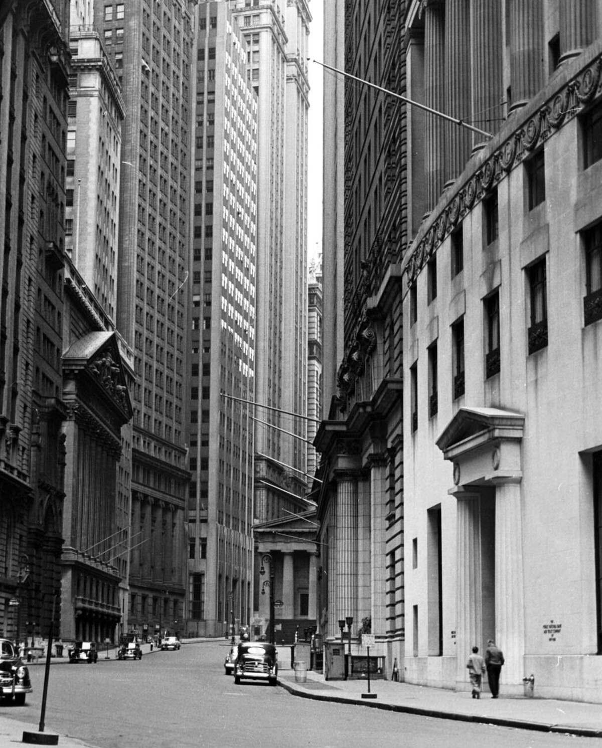 Broad Street Looking Toward Wall Street In The Financial District, 1940S.