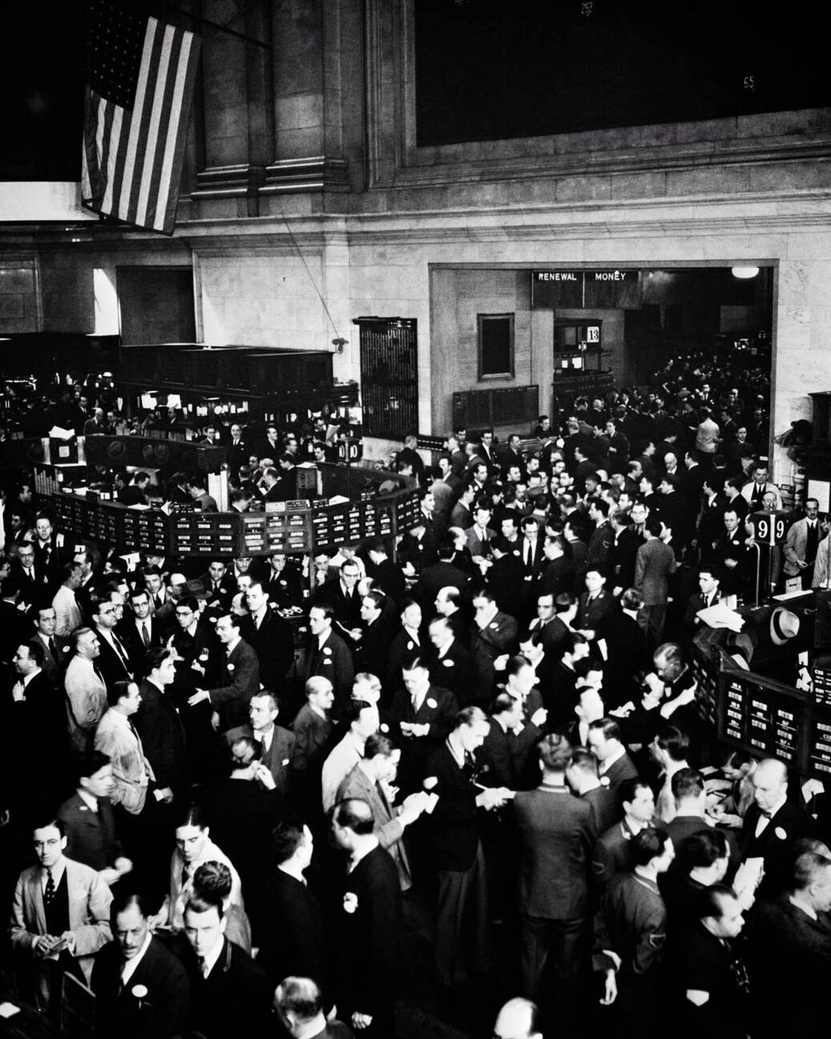 Brokers And Traders On The Floor Of The New York Stock Exchange, 1949.