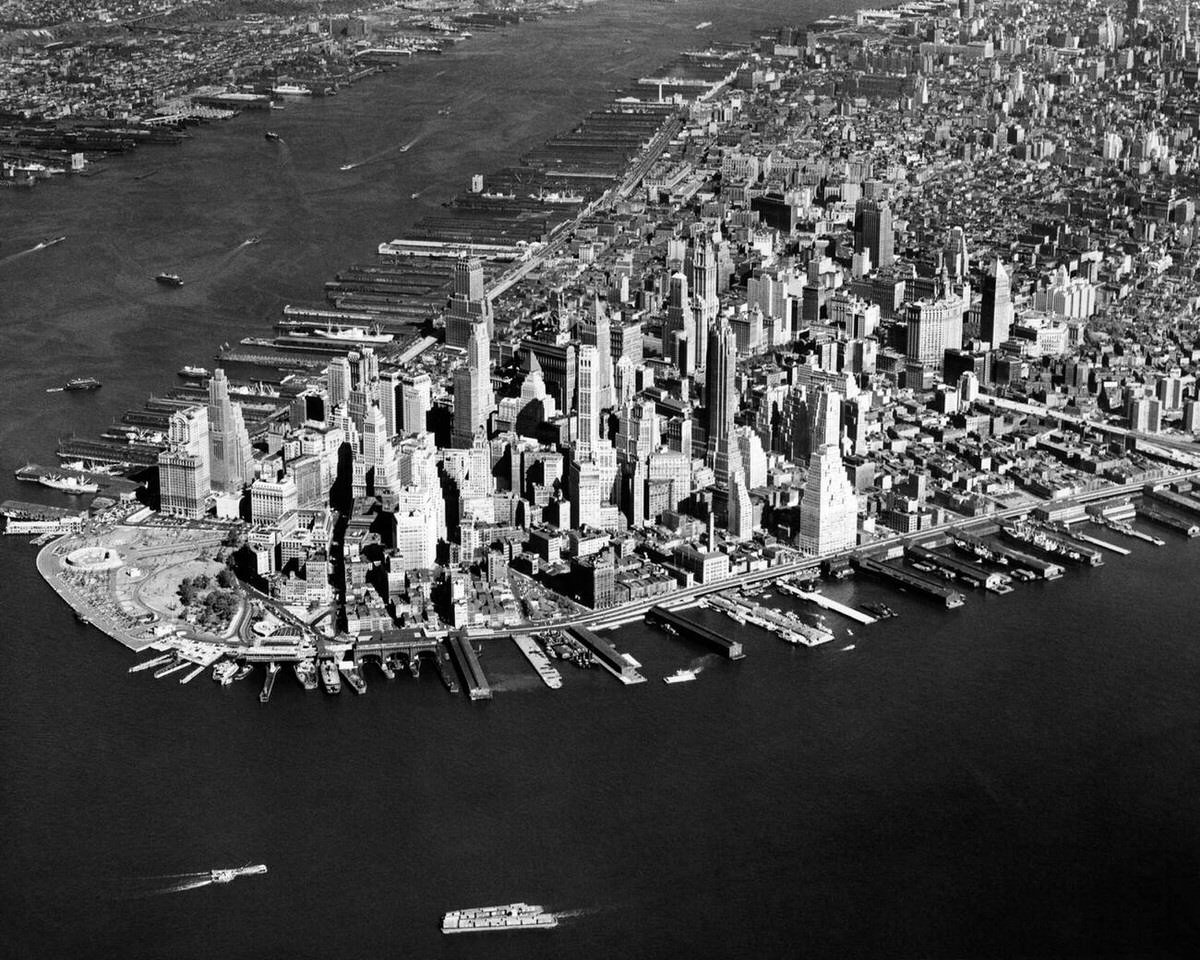 Aerial View Of The Southern Tip Of Manhattan, 1956.