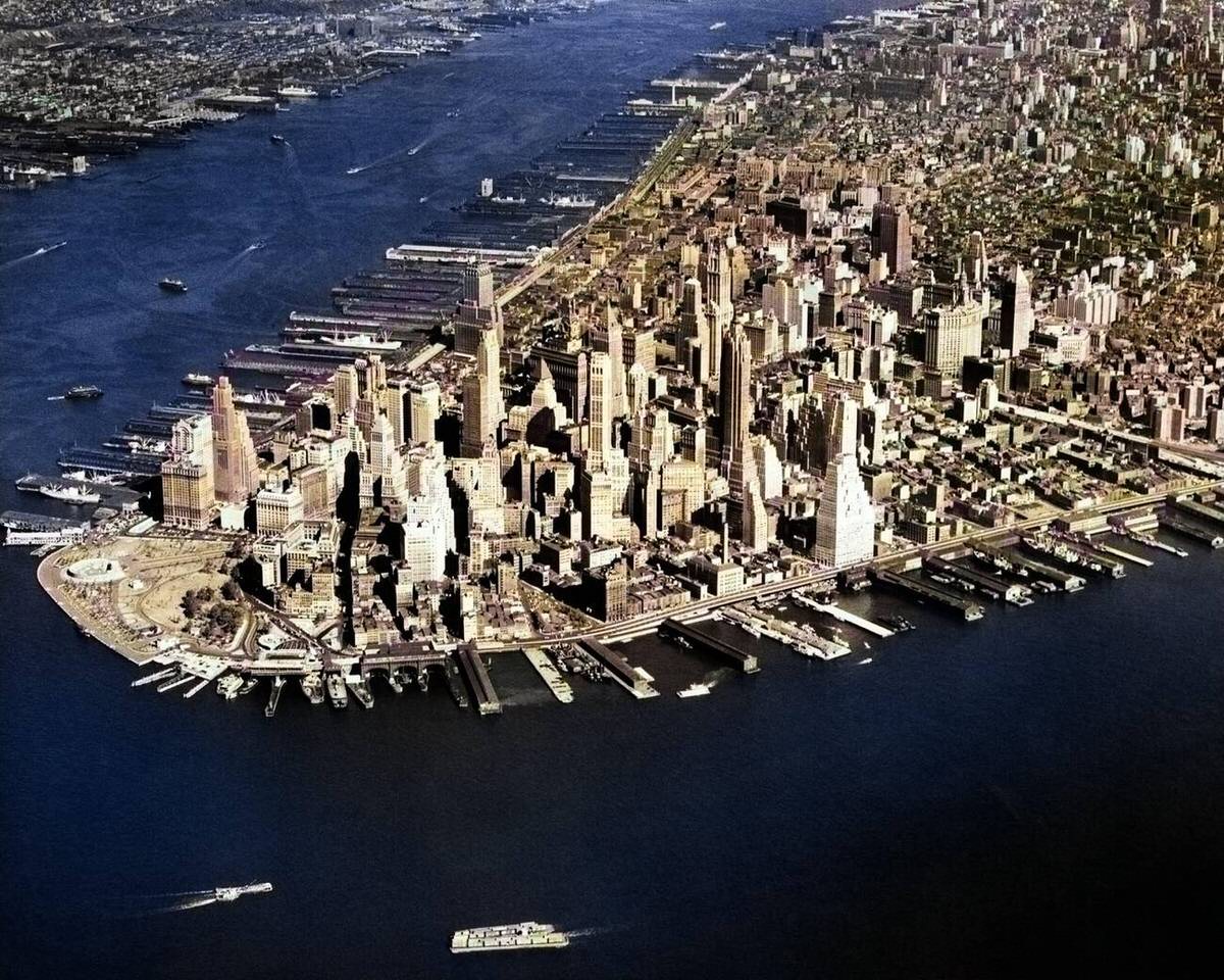 Aerial View Of The Southern Tip Of Manhattan, 1956.