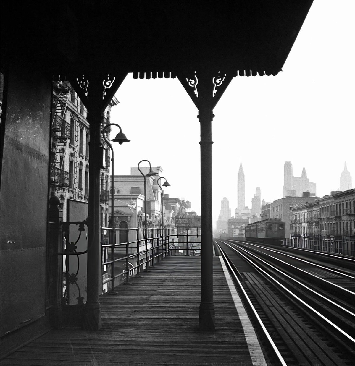 View Of Downtown From A Station On The Third Avenue Elevated, 1942.