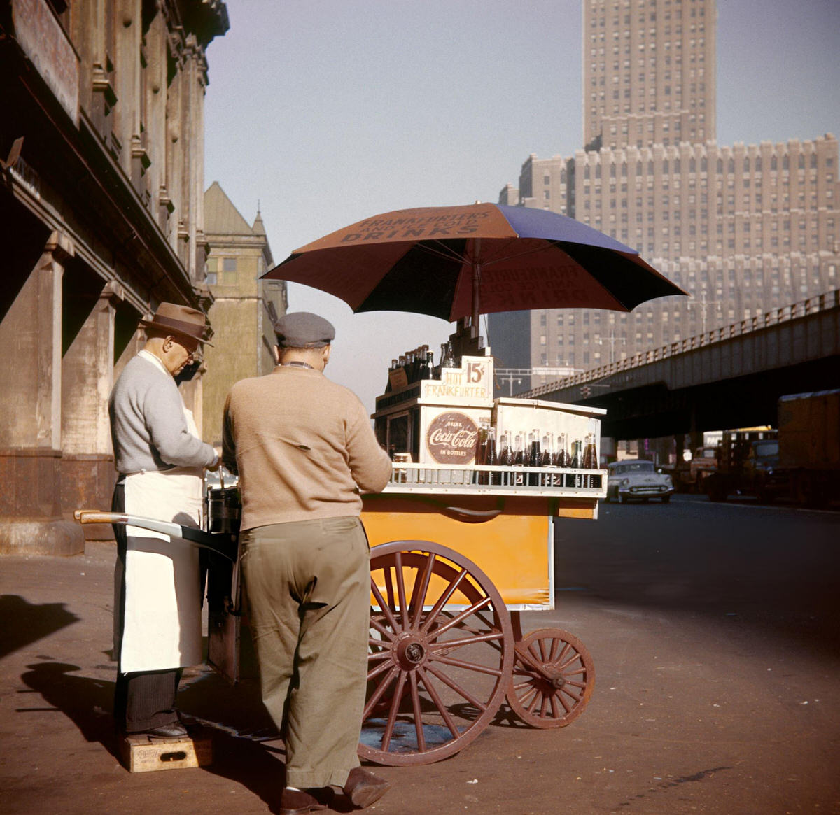 Hot Dog Vendor On West Street In Downtown Manhattan, 1950S.