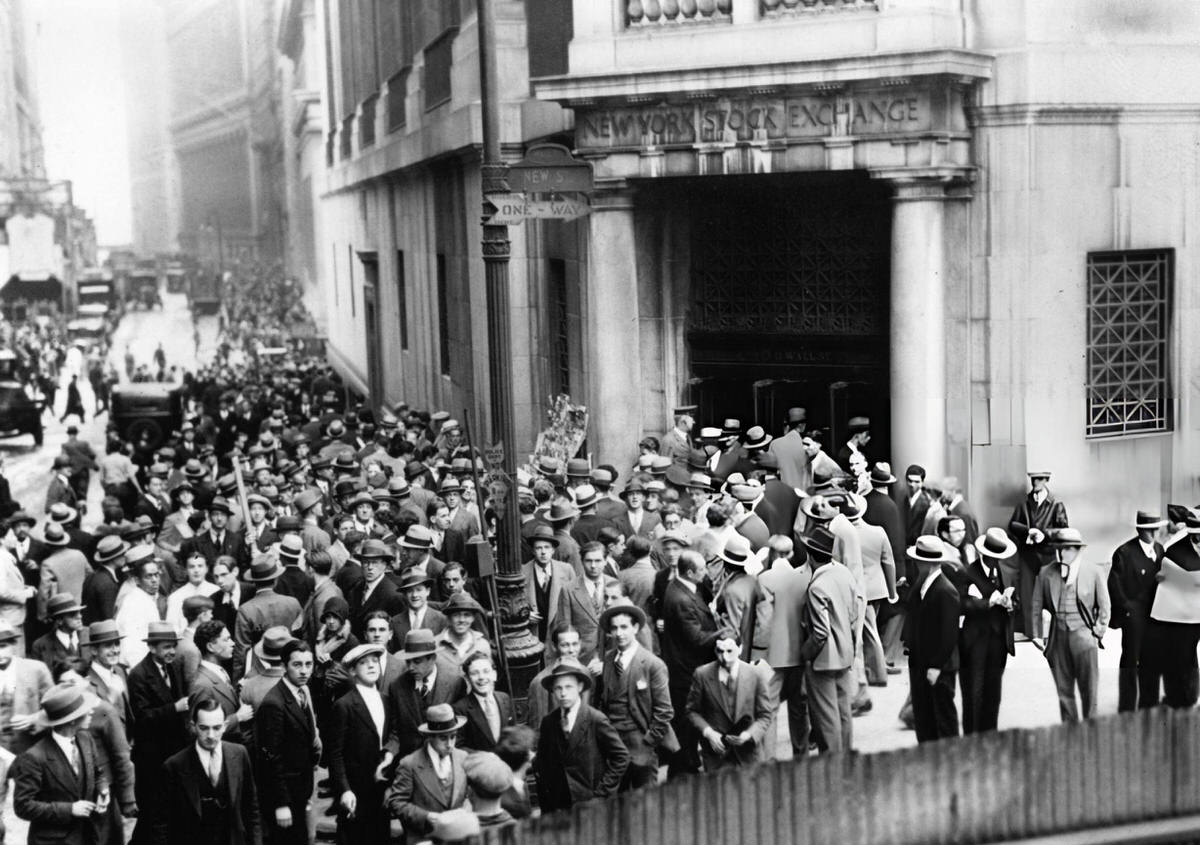 Crowds Outside The New York Stock Exchange During The Wall Street Crash, 1929.