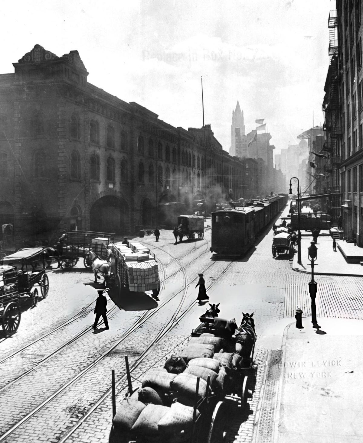 Streets Of Downtown Manhattan, 1900.