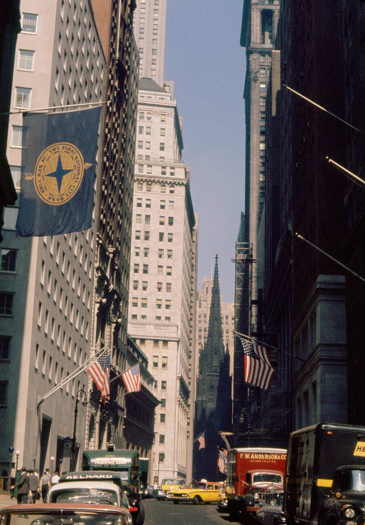 Wall Street And Trinity Church, New York, 1961.